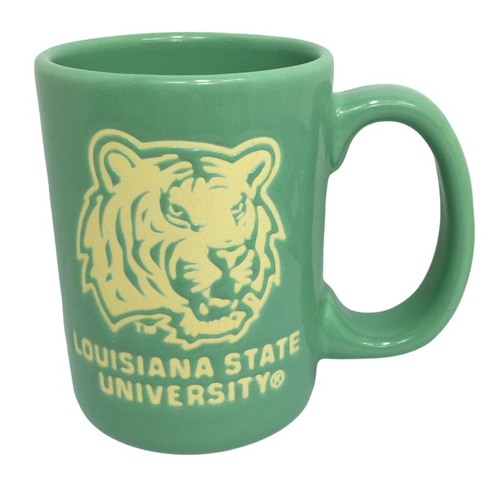 Louisiana State University LSU Coffee Mugs Mike The Tiger Green Cup Cat College - Picture 1 of 12